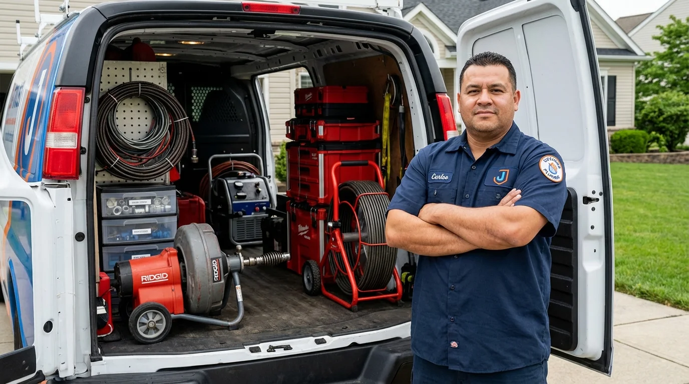 Professional drain cleaning equipment and Johns Plumbing LLC plumber in Belgrade